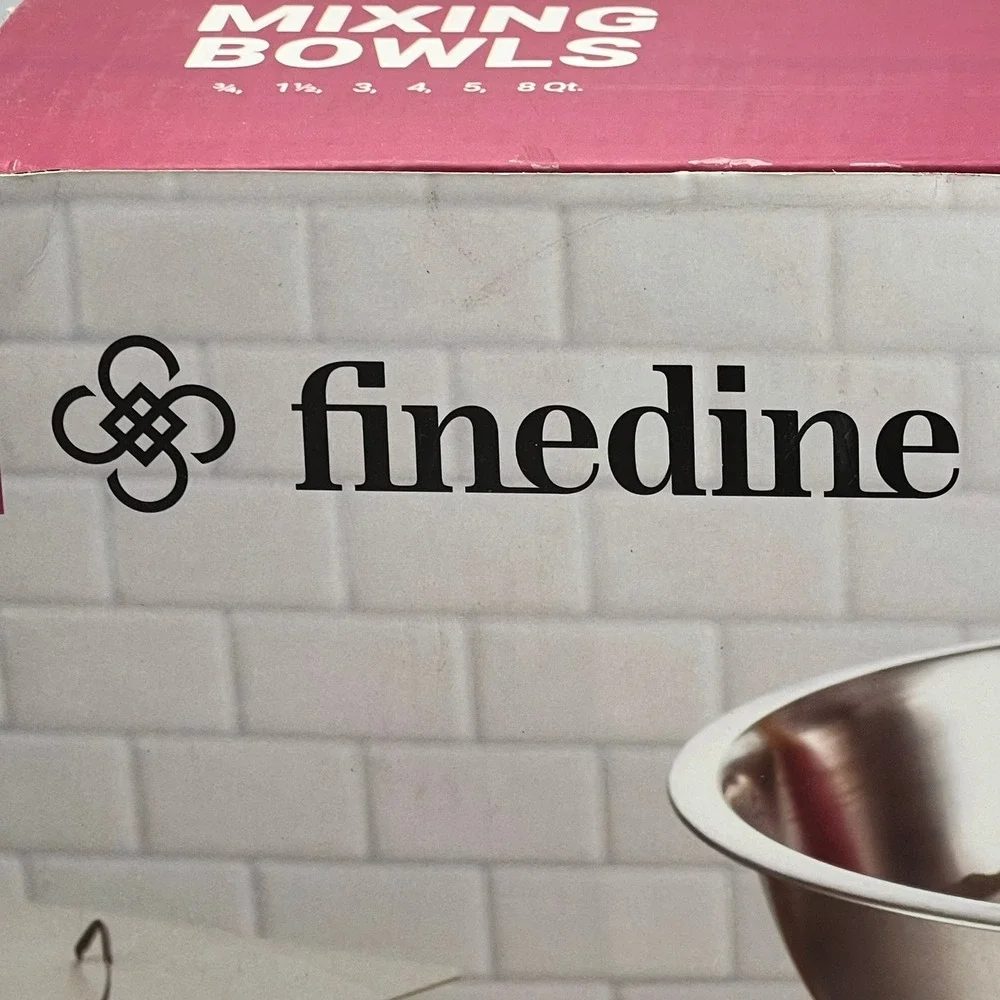 FineDine Mixing Bowls Set 6 Piece Silver Stainless Steel Brand New Nesting Set